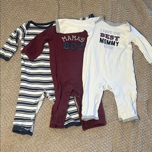 Baby Onesies Set - Striped, Maroon, and White